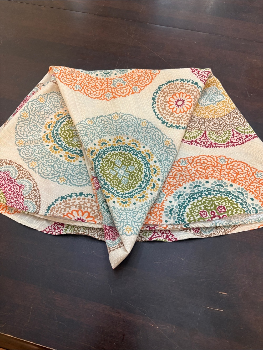 Multicolor Round Medallion Cotton Tablecloth